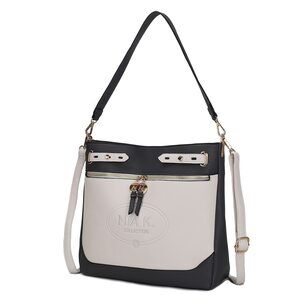 5674 Shoulder Bag , Two Tone Vegan Leather Fashion Hobo Handbag Messenger